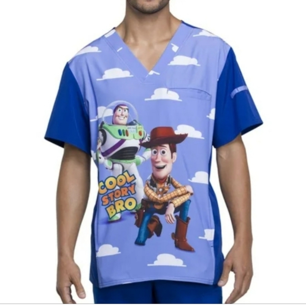 Disney Pixar toy story cool story bro V-neck scrub top - Picture 8 of 9